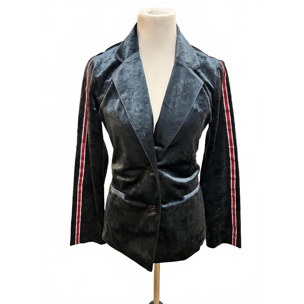 Mystree Teal Velvet Blazer Edgy Glam Austin Powers Mod 70's Vibe Size M